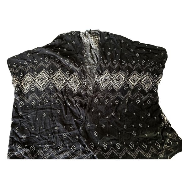 Black & White Patterned Kimono Style Jacket Wrap Shawl Size S/M ANGL - Picture 1 of 8